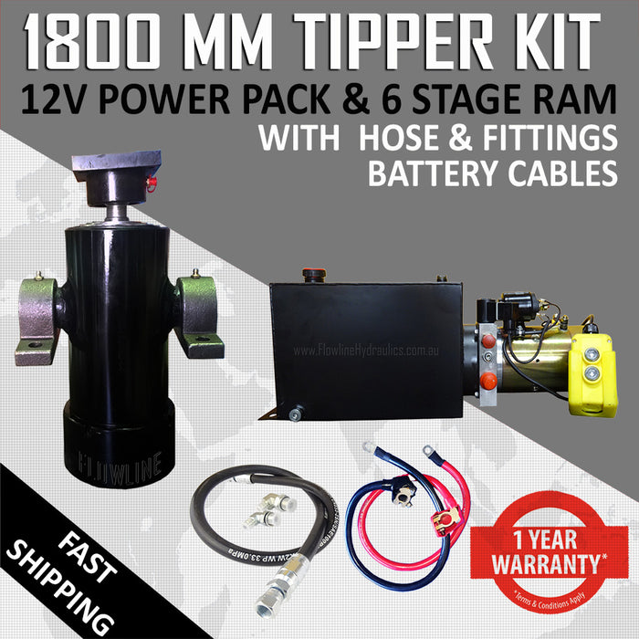 1800mm Tipper Trailer Kit- 6 Stage Cylinder with Power Pack